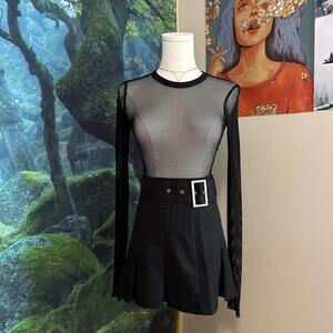 out from under sheer black mesh long sleeve top y2k rave goth